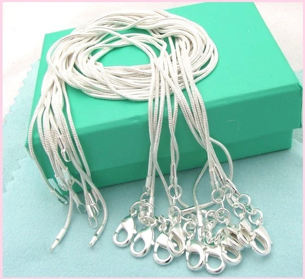 10pcs Hot Sale 925 Sterling Solid Silver 1mm Snake Chain Necklace Jewelry Gift