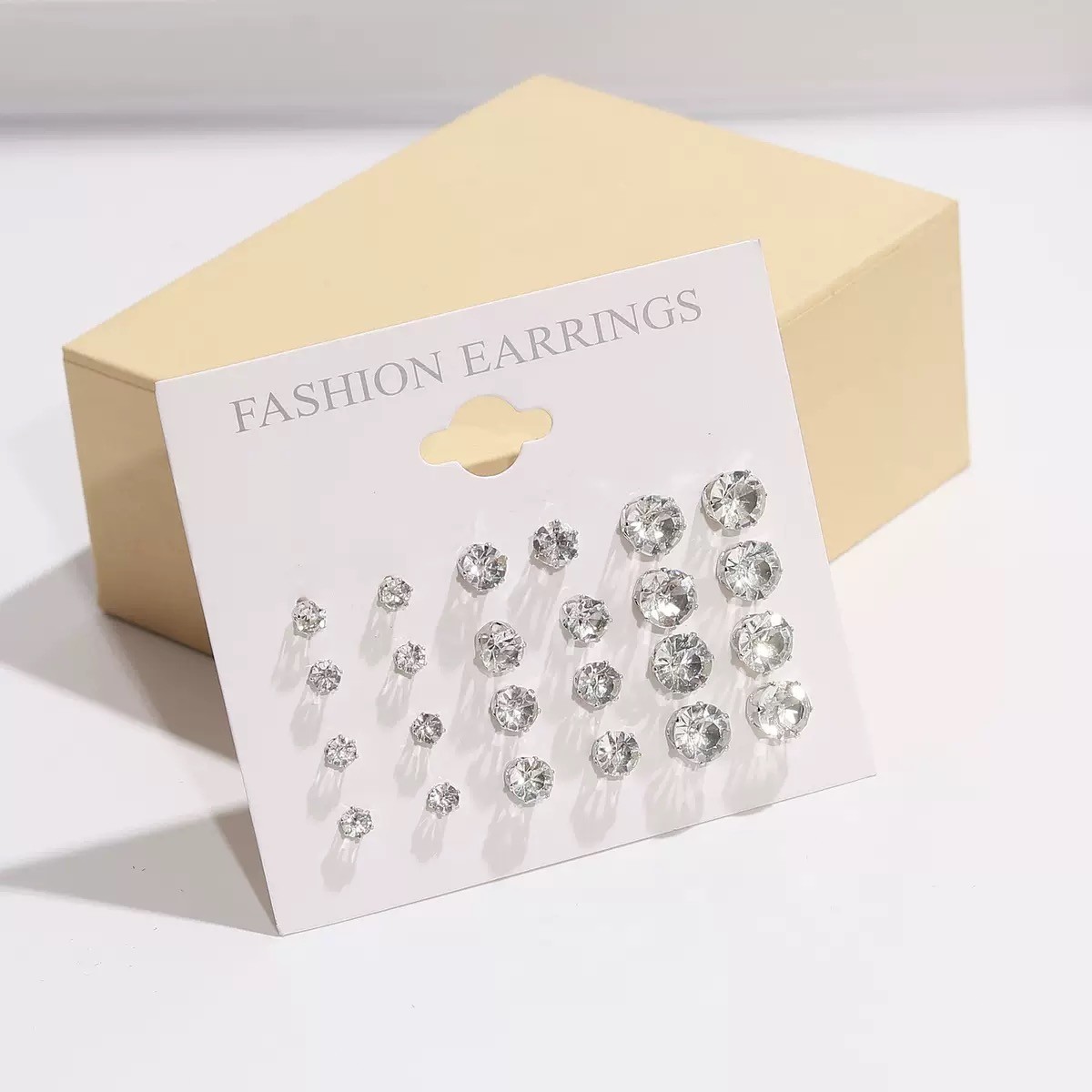 12 Pairs Stainless Steel Stud Earrings Gemstone Unisex Set US