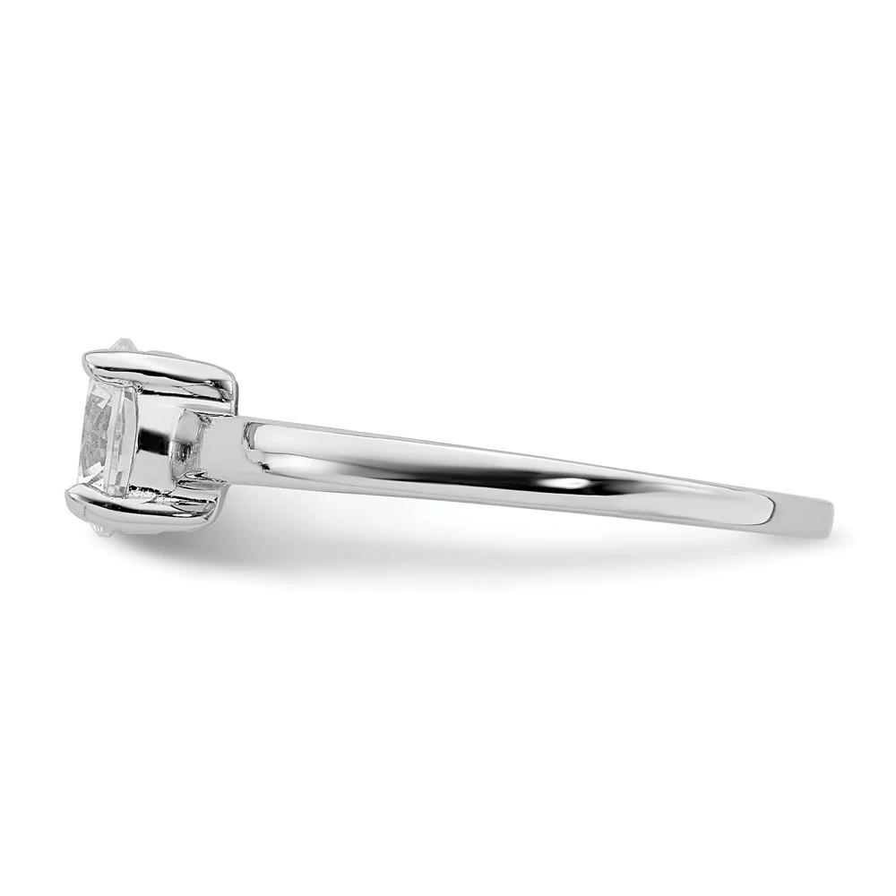 Sterling Silver Rhodium-Plated Solitaire Round CZ Ring
