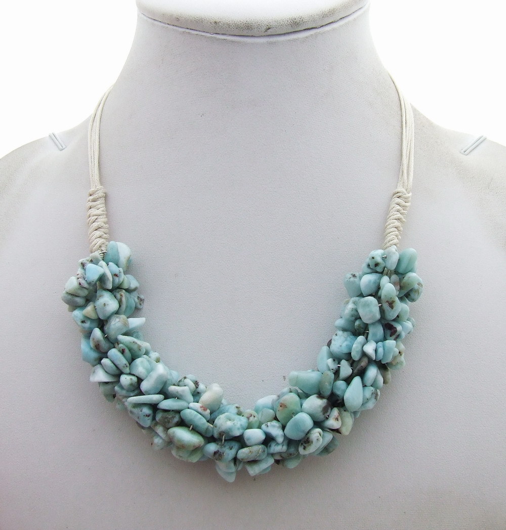 18″ Natural Blue Larimar Necklace