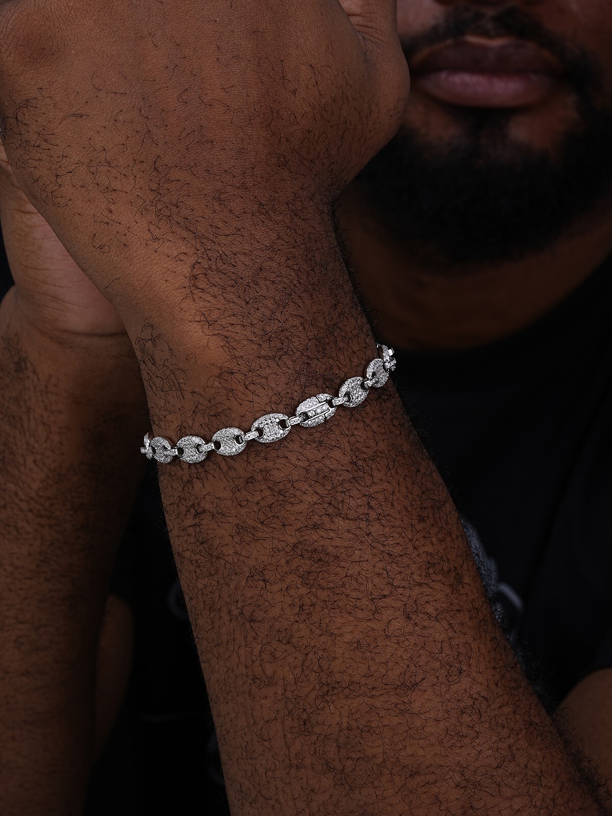Iced Gucci Link Bracelet Solid 925 Silver Out Moissanite Passes Tester