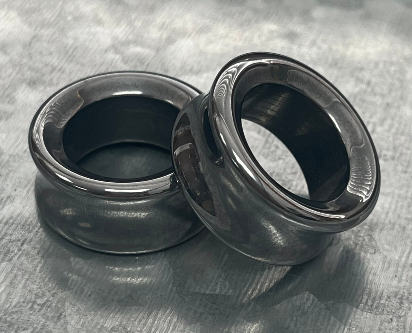 PAIR Hematite Stone Tunnels Hemitite Organic Gauges Earlets Plugs Body Jewelry