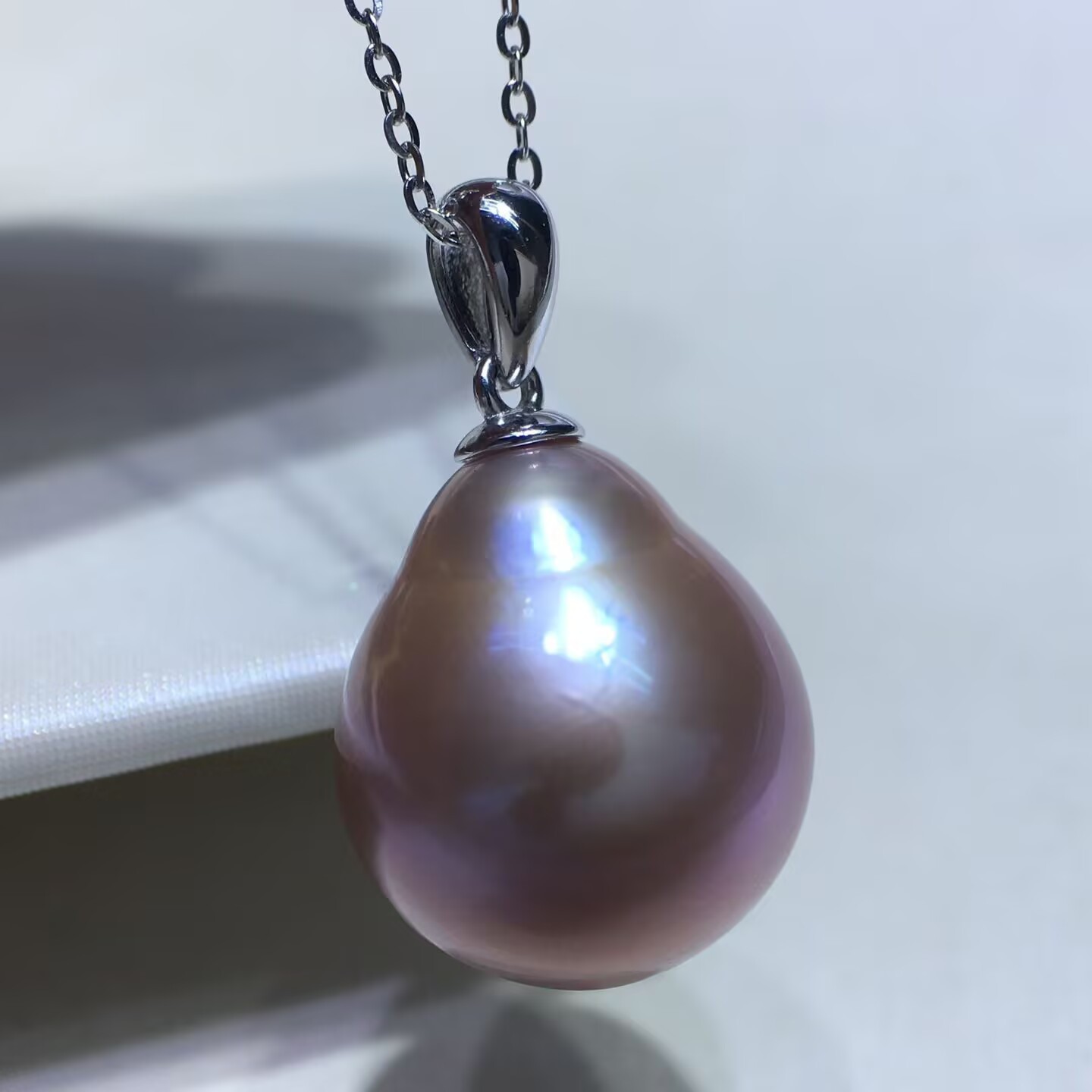 elegant 14.7-17mm south sea drop pink pearl pendant 925s(mr)