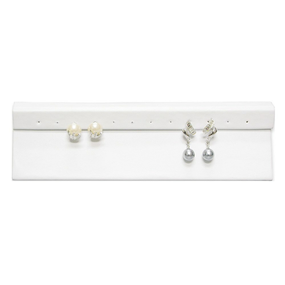 White Leatherette Jewelry Earring Display Stand Holder Organizer