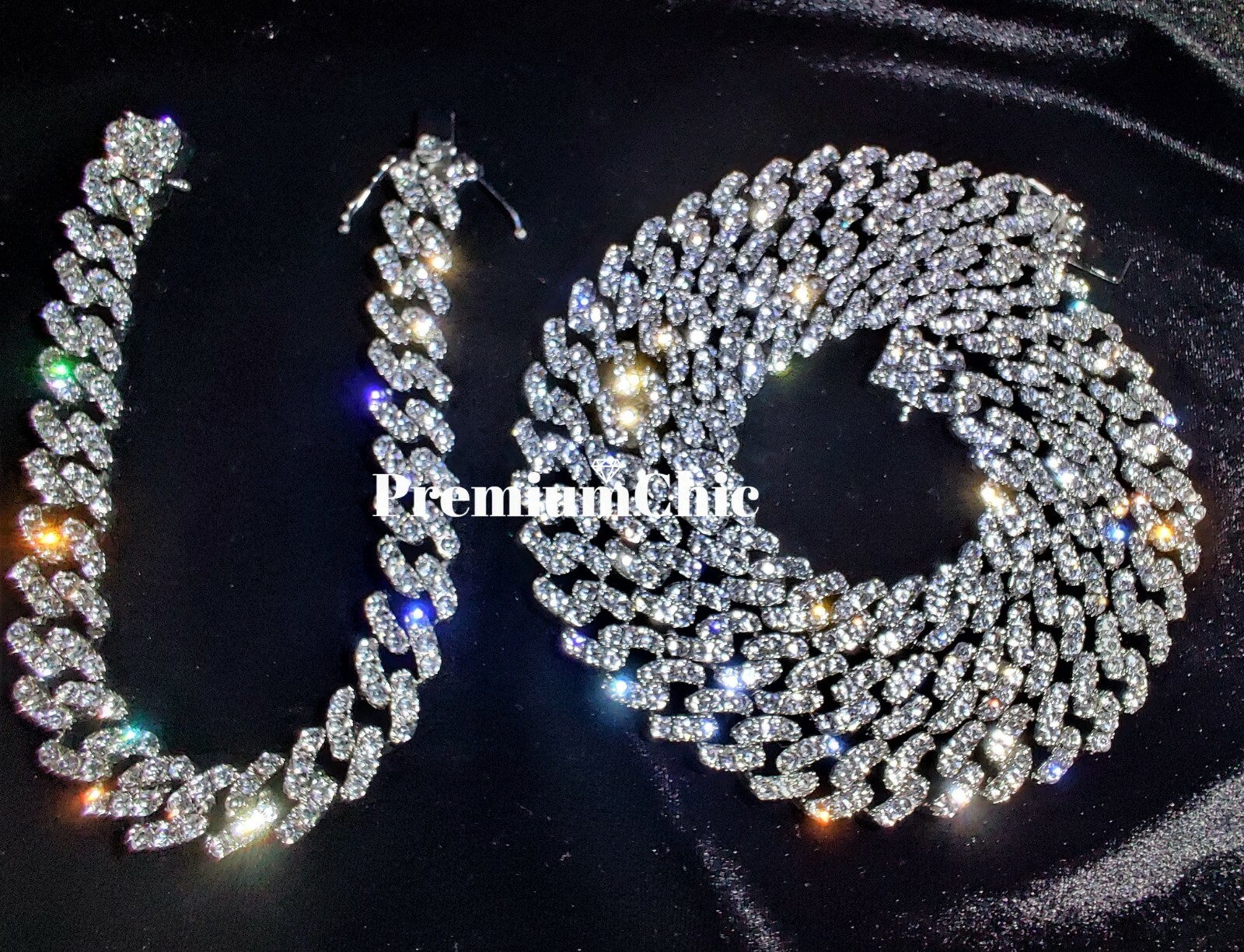 ICED Miami Cuban Designer Link Chain Mens Hip Hop Plated CZ Jewelry COMBO SET