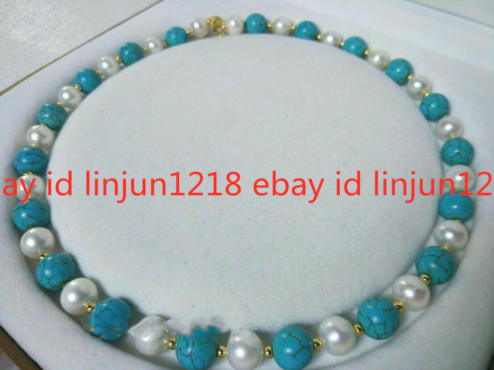 16-36″ 10mm Turquoise 8-9mm South Sea Natural White Pearl Necklace