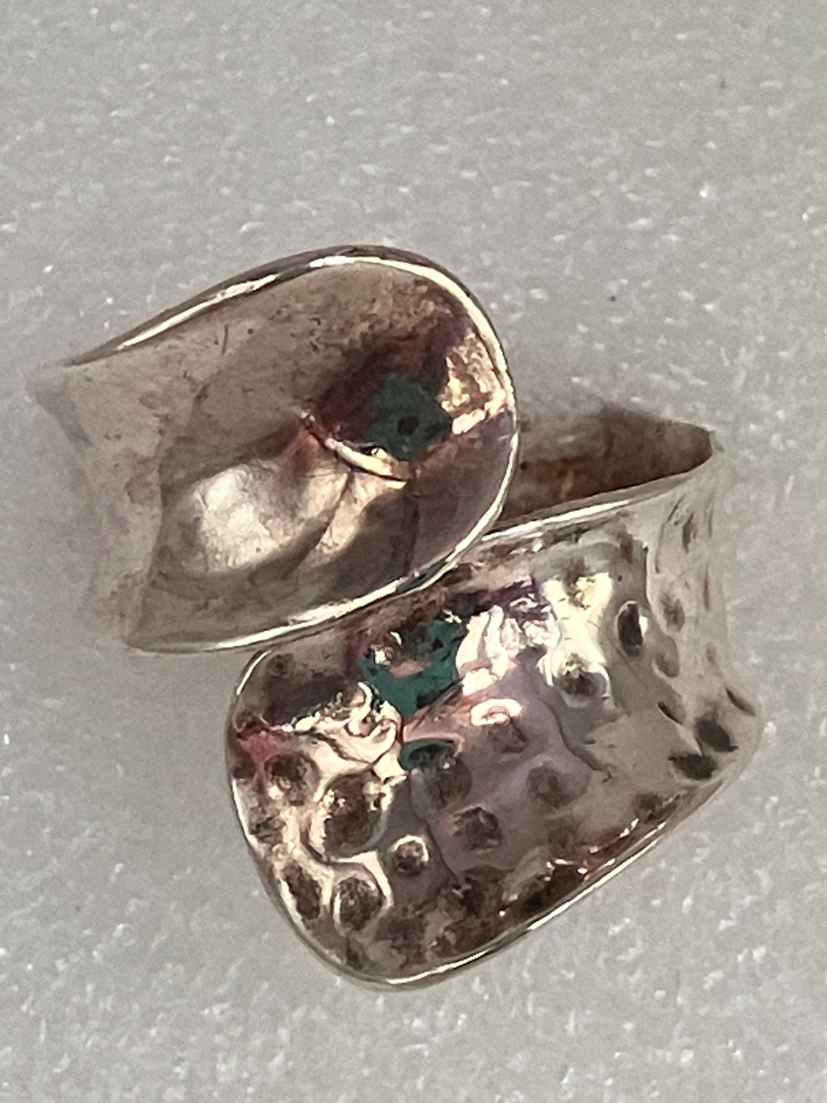 Sterling Silver Hammered and Smooth Hand Made Bypass Ring Size 9.5