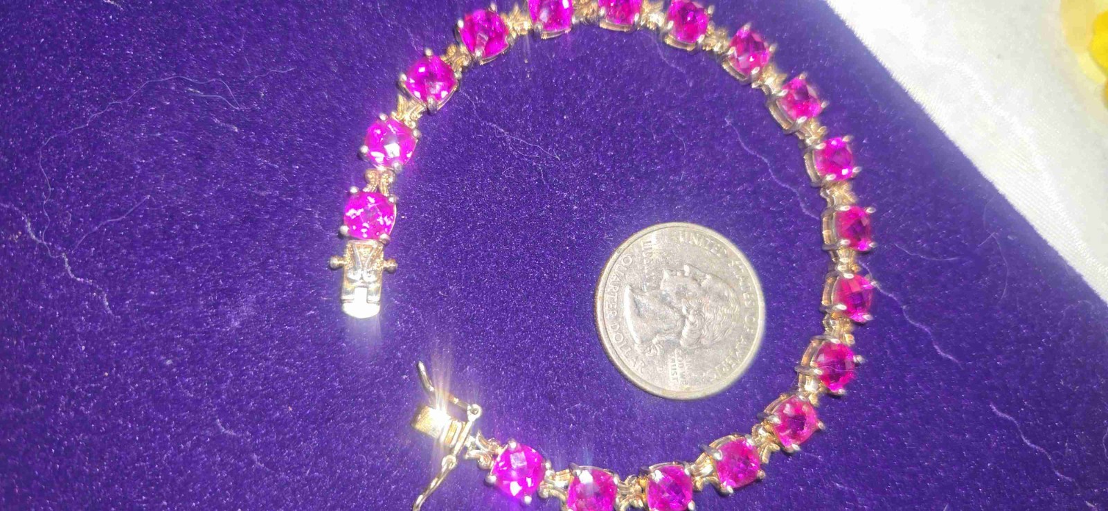 Breathtaking Ruby Jemstones Set In Sterling Tennis Bracelet