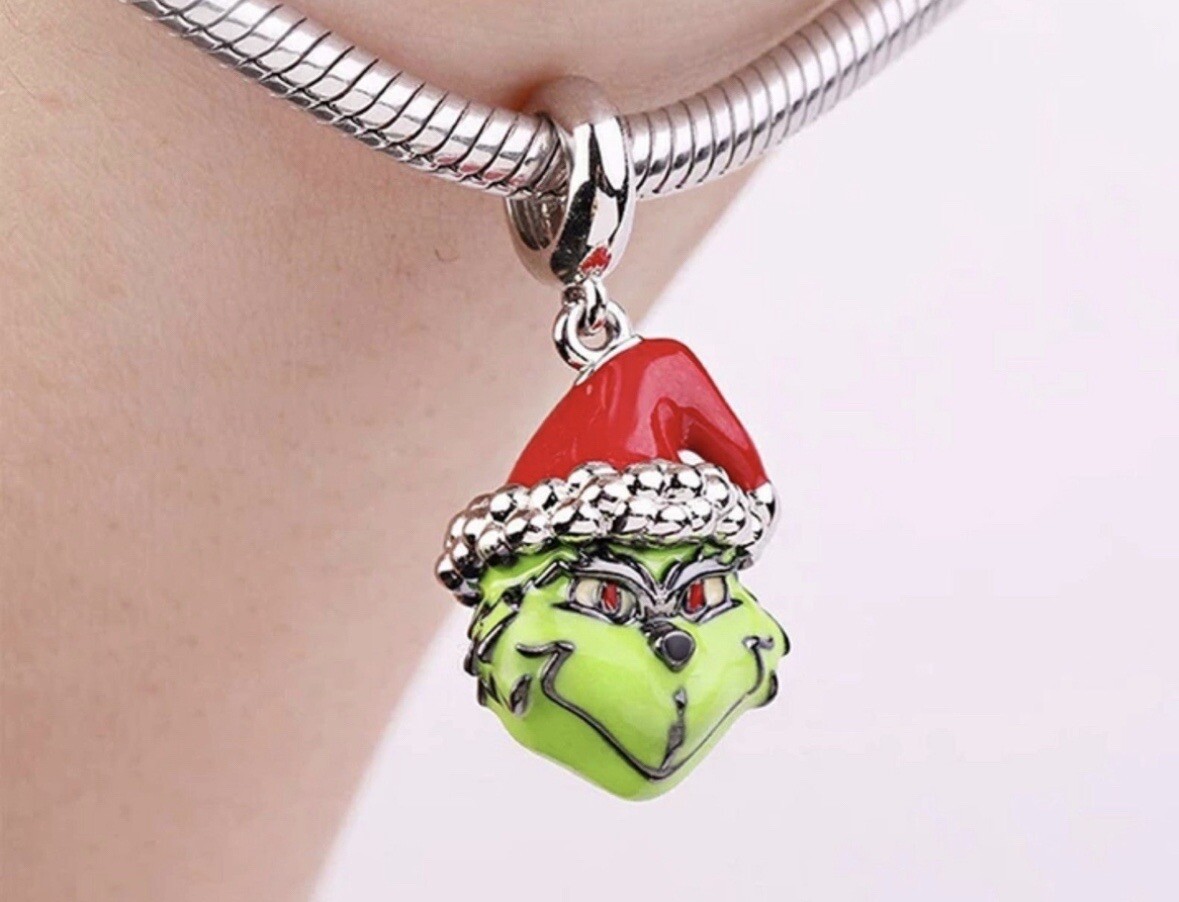 Grinch Sterling Silver S925 dangle charm.