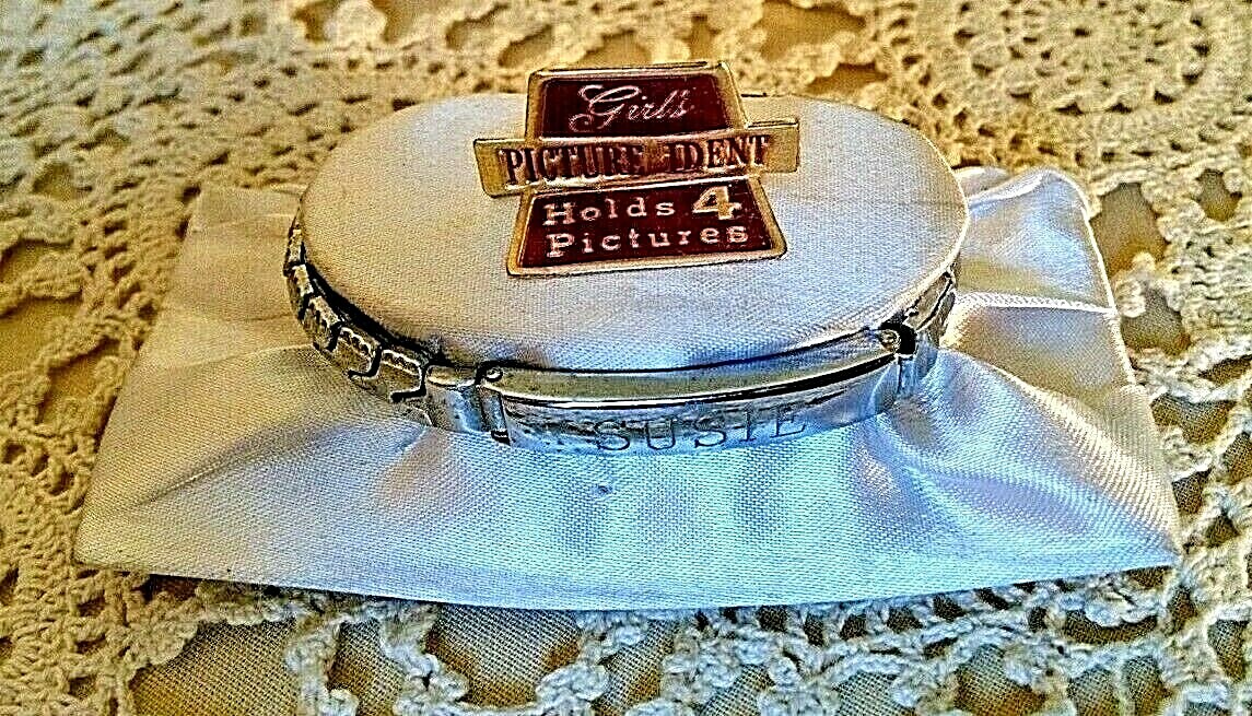 GIRLS ID BRACELET VINTAGE JAPAN HOLDS 4 PHOTOS ELVIS STAINLESS STEEL SUSIE FLEX.