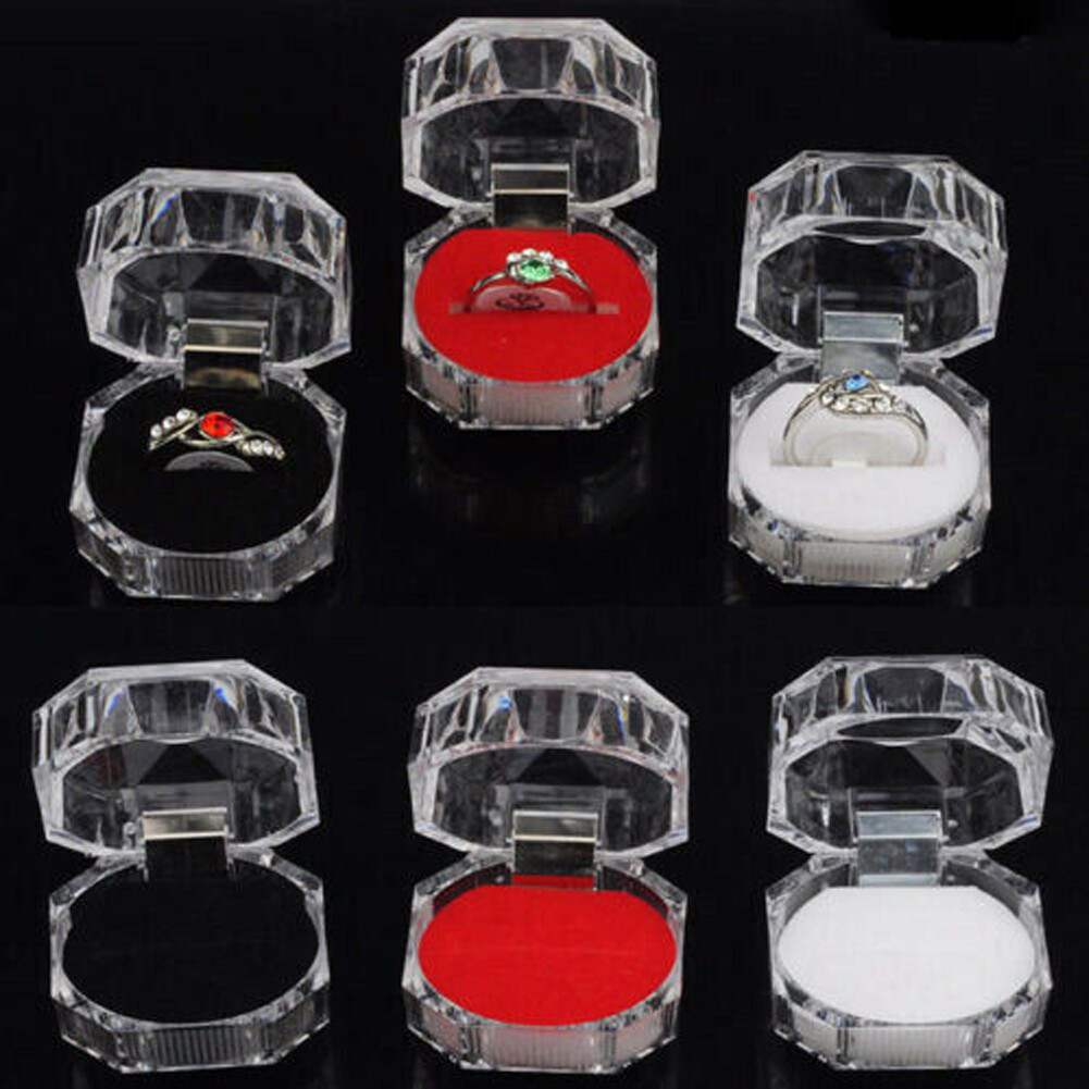 20/40 PCS Plastic Transparent Crystal Lots Jewelry Ring Display storage boxes