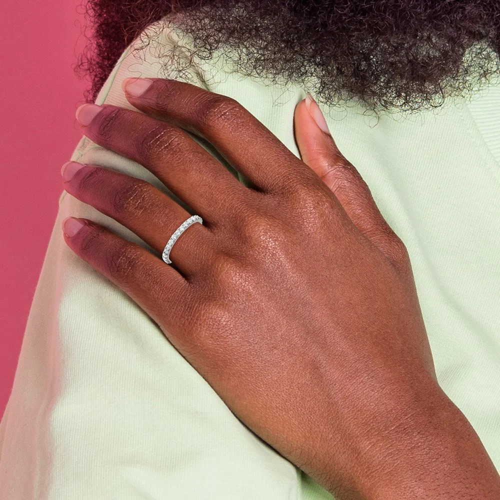 Sterling Silver Rhodium-Plated CZ Ring
