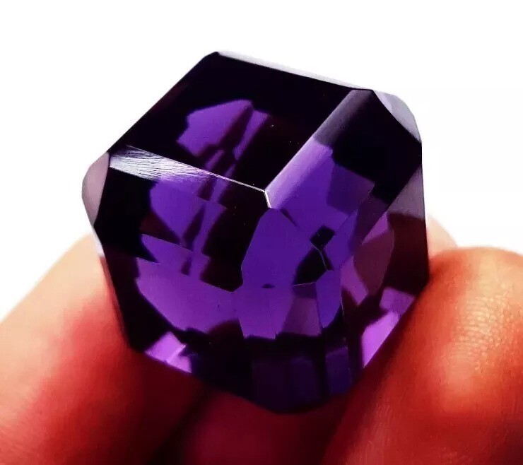 Amethyst Cube Cut 97-98 Ct Stunning Violet Natural Loose EGL Certified Gemstone