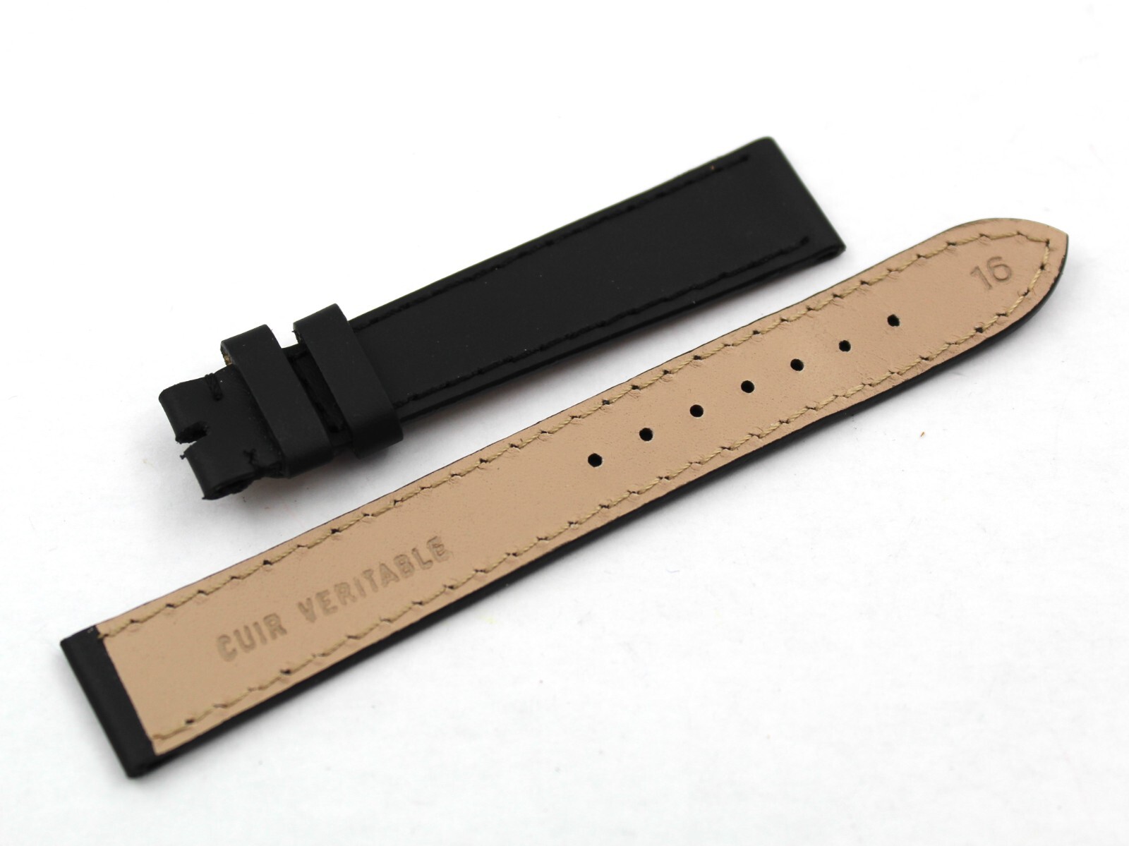 Genuine Black Leather Strap 16/14mm Accessories Spare Parts Luxury Leather Women Made Italy