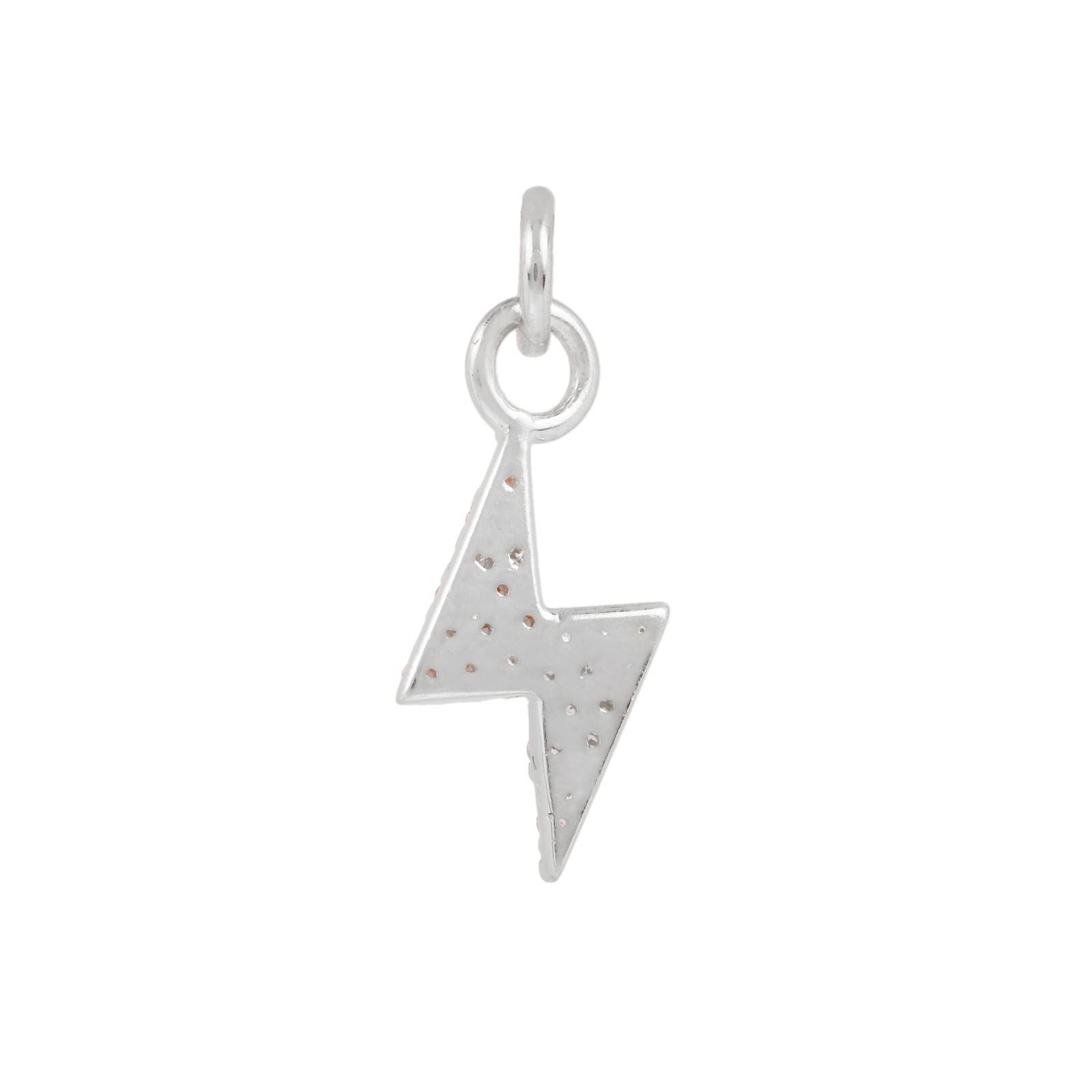 Orange Sapphire Lightning Bolt Charm Pendant Two Tone Sterling Silver Jewelry