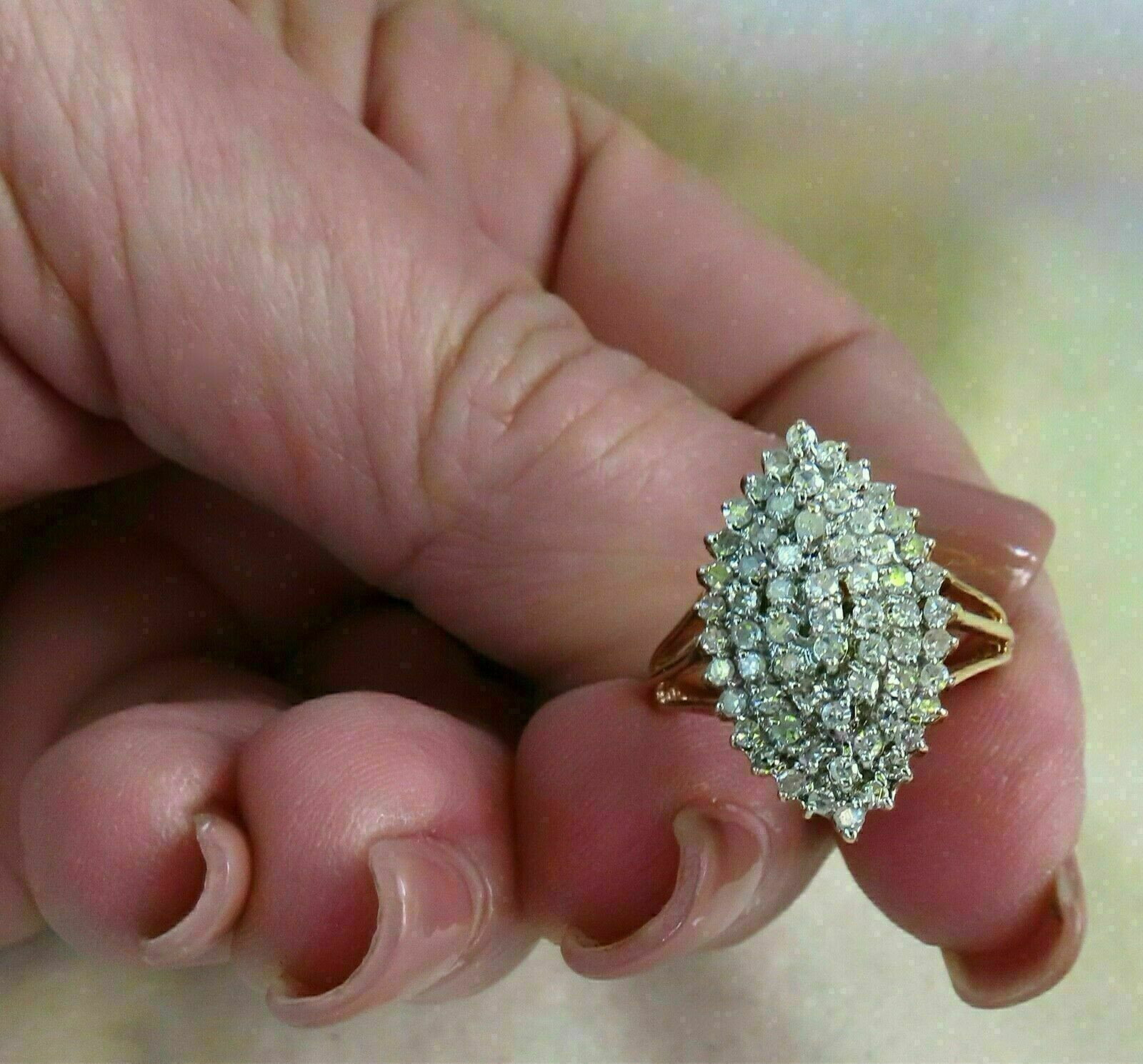 2.00Ct Lab Created Round Diamond Cluster Engagement Ring 18K Yellow Gold Finish