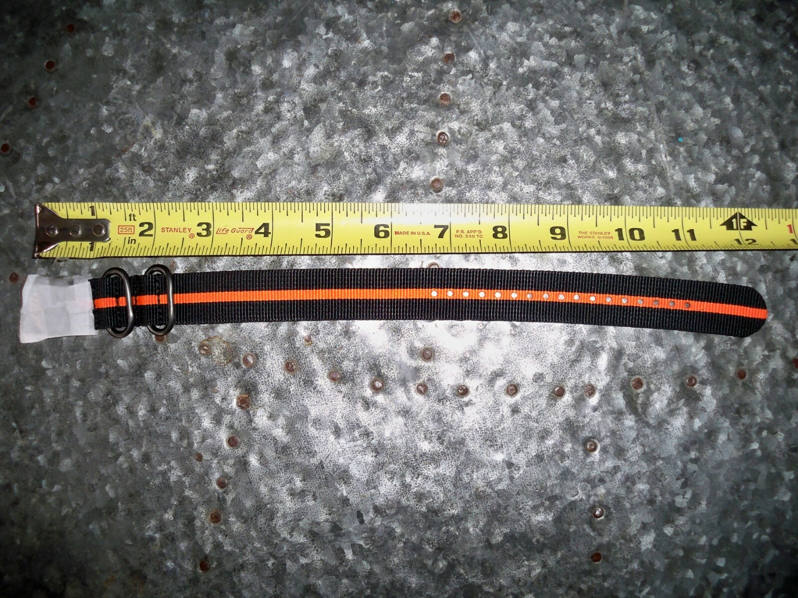 Military Strap watch band Ballistic nylon Military RAF stitched bond Black & Ora