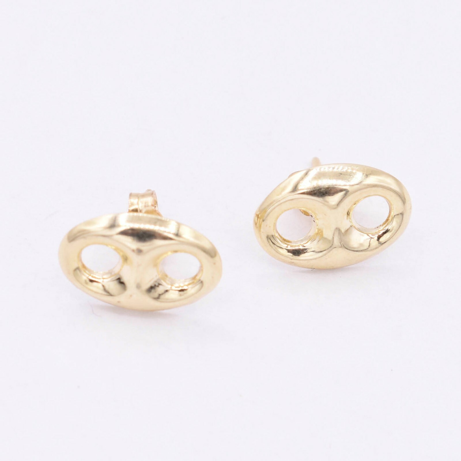1/2″ Puffed Mariner Stud Earrings Real Solid 10K Yellow Gold
