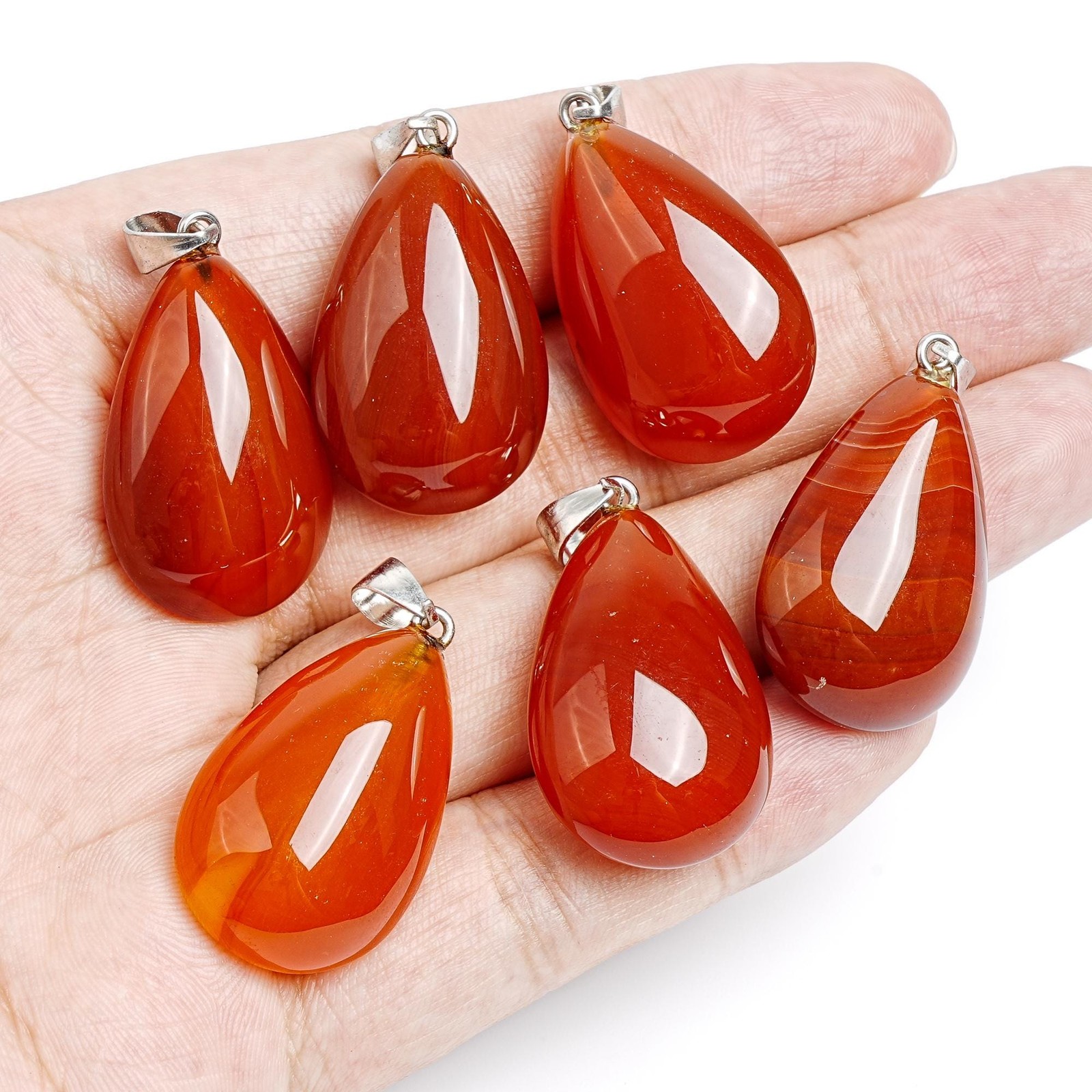 Natural Red Teardrop Carnelian Top Drilled Healing Gemstone Pendant