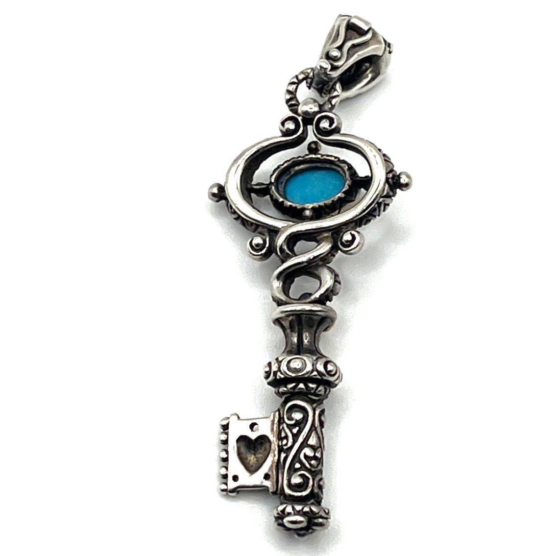 Barbara Bixby Key Enhancer Pendant Turquoise Heart Clover Sterling 925 & 18K