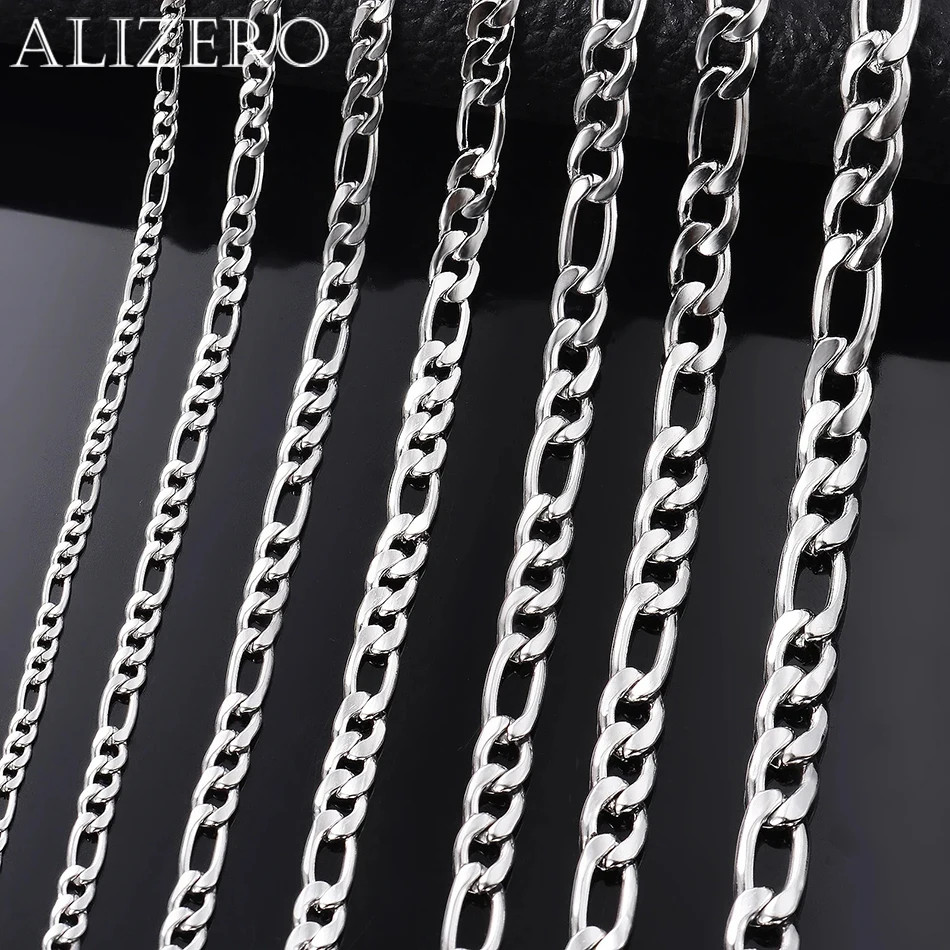 925 Sterling Silver Figaro Chain Necklace Men Women Link Lobster Clasp Gift