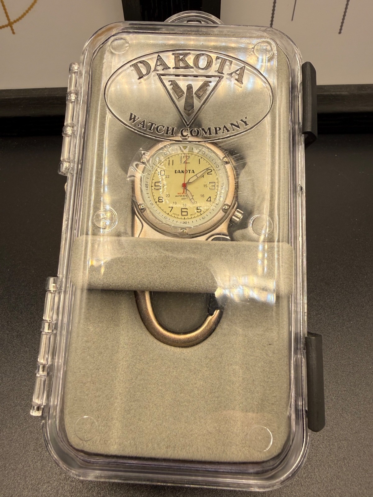 Dakota Mini Clip Microlight Watch w/ LED Flashlight carabiner Clip NEW silver
