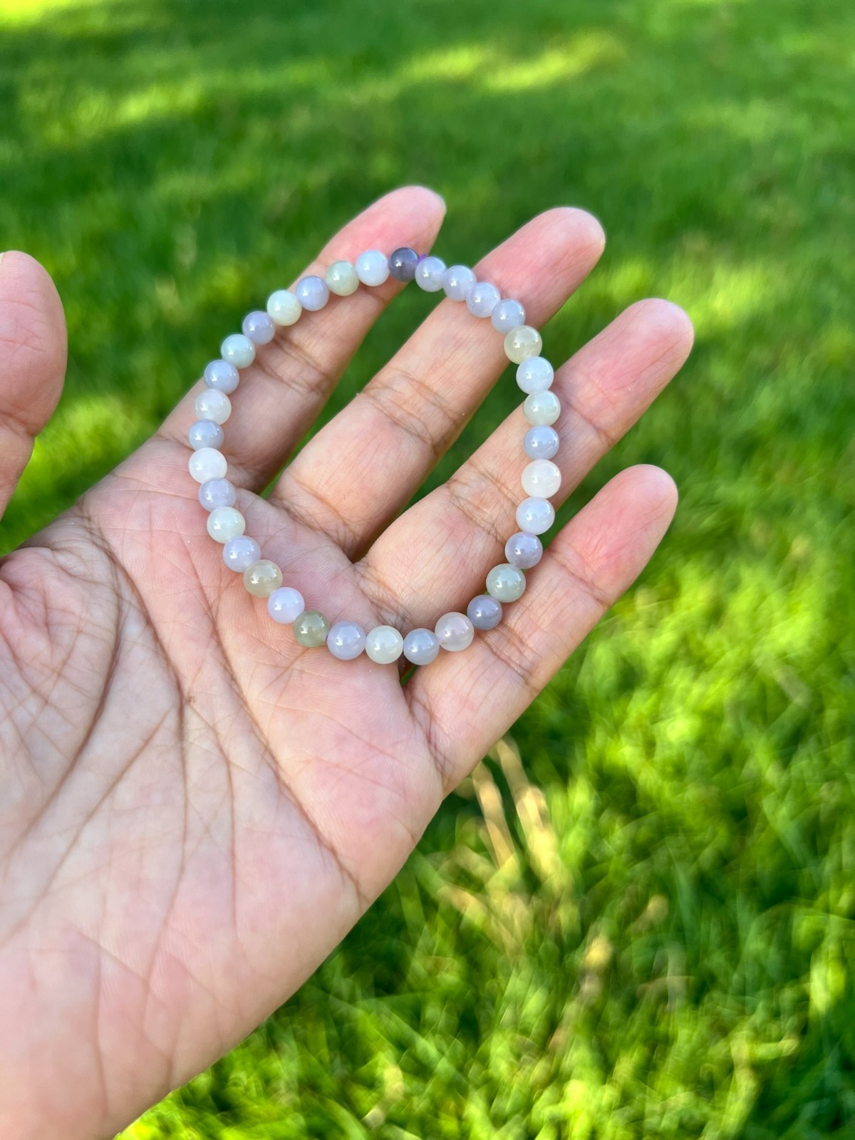 Beautiful Lavender Nephrite Jade 5.5mm Bead Bracelet H309 5