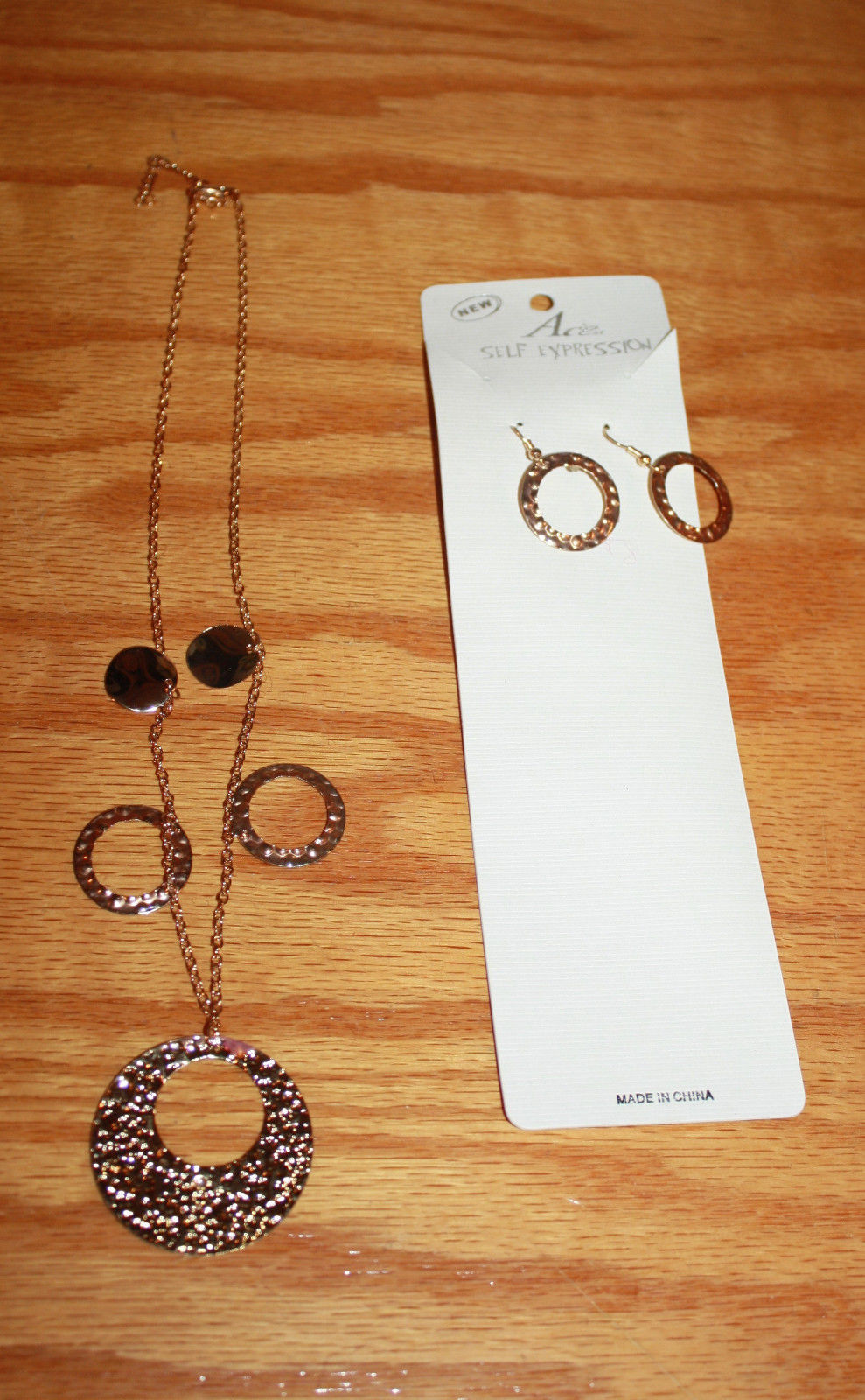 Gold Circle’s Set Necklace & Dangle Drop Earrings Fashion Jewelry