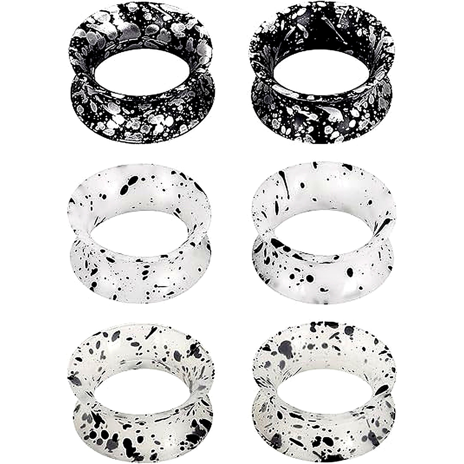 6PCS Silicone Ear Gauges Tunnels Plugs Expander Stretcher Double Flared 2G-3/4″