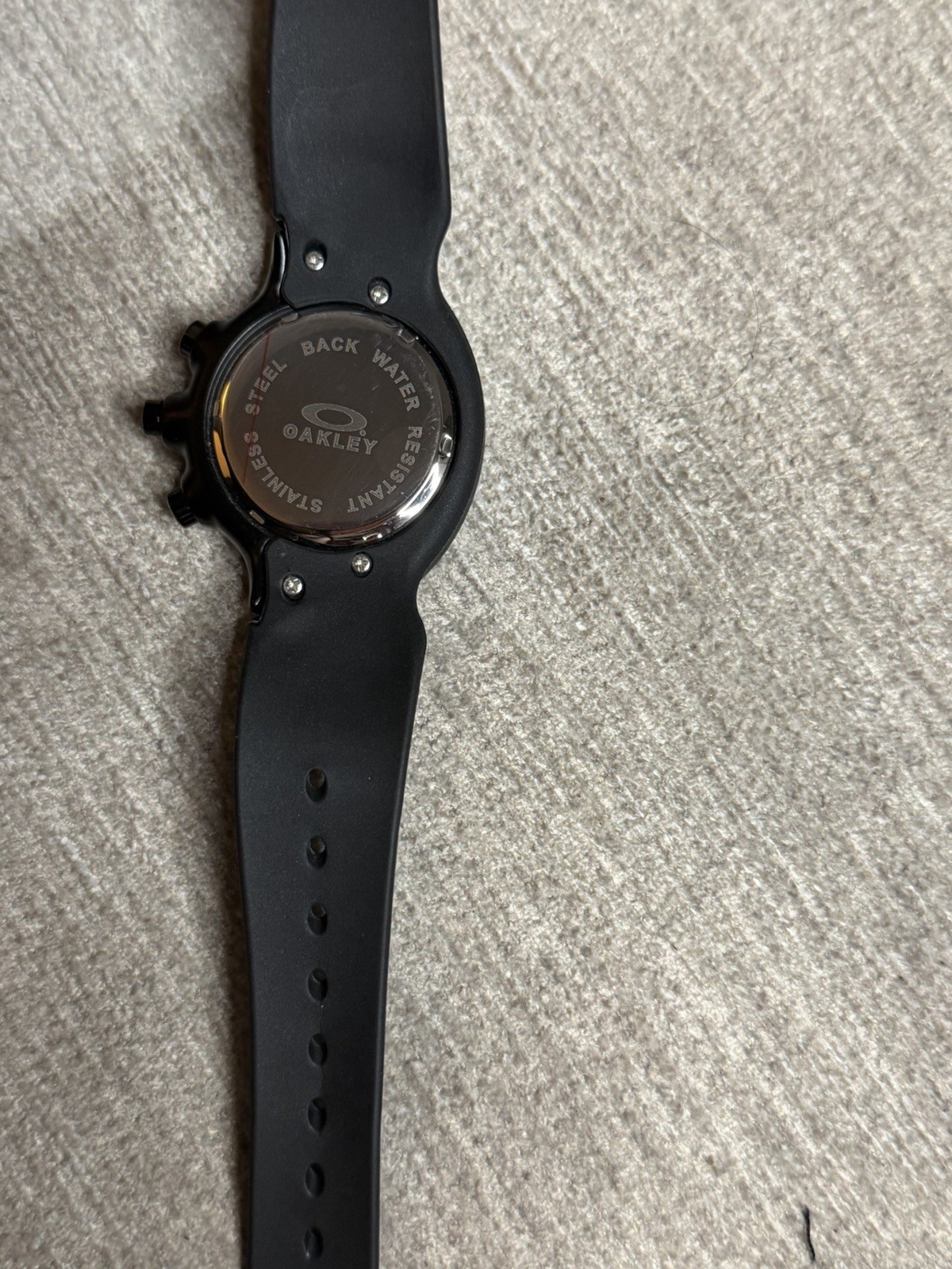 Oakley Holeshot Chronograph Quartz Date Watch 44mm Black/Orange Rubber Strap