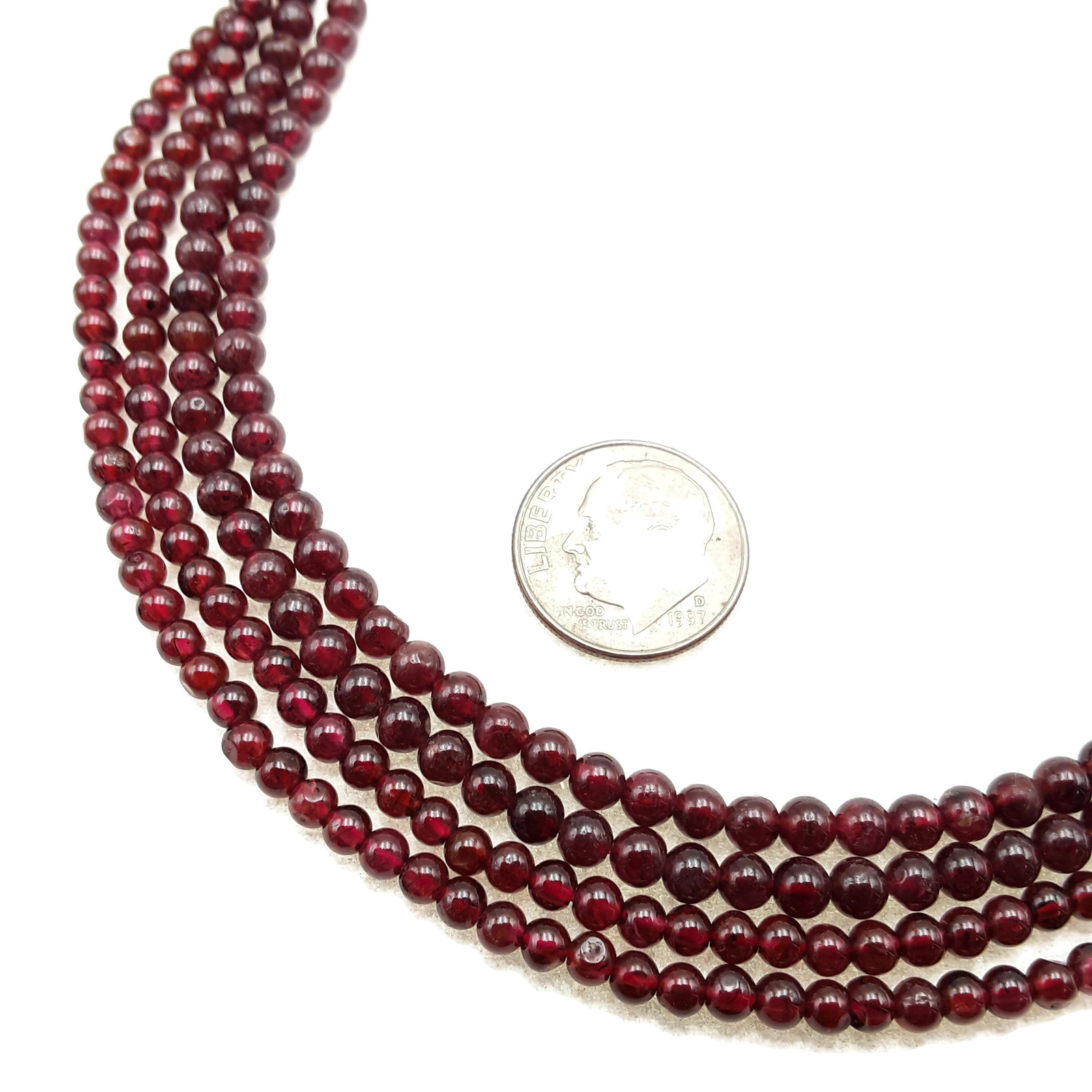 Natural Garnet Smooth Round Beads Size 3mm 3.5mm 15.5″ Strand