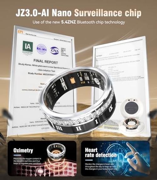 2026 Update Diamond Smart Ring and Wireless Charging Case 【Industry #10 Silver
