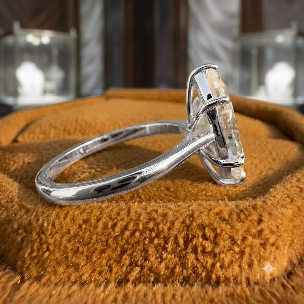 8 CT Certified Marquise Cut White Diamond Ring, Tariffs FREE & Matching Studs.