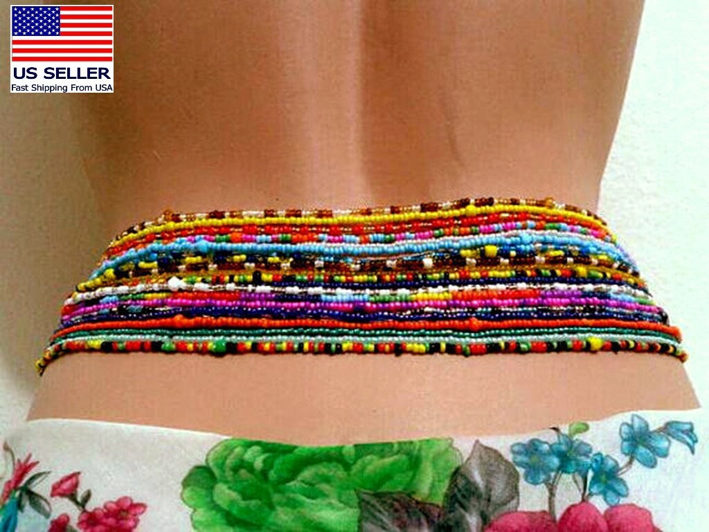 Fashion Women Waist Chain Weave Colorful Beads Body Belly Elastic Sexy Bikini