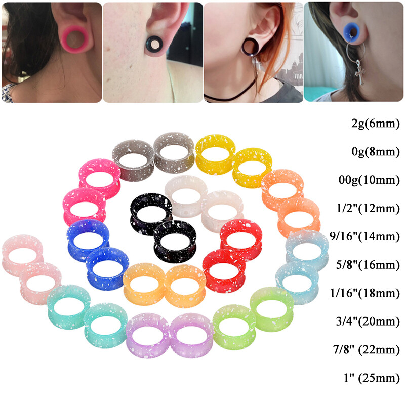 4PCS Silicone Ear Gauge Ultra Thin Flesh Tunnel Soft Earskin Piercing 2g-3/4”