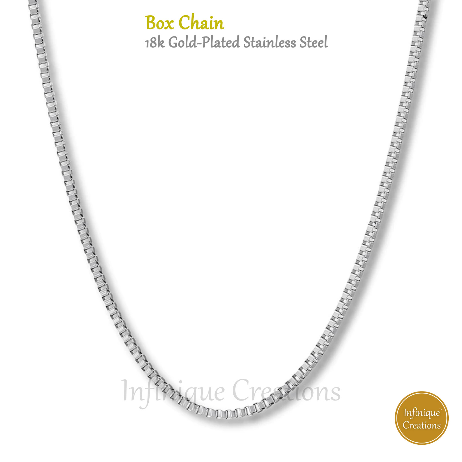 Stainless Steel Silver Box Chain Bracelet and Necklace Men Women 1mm-4mm 7-38″