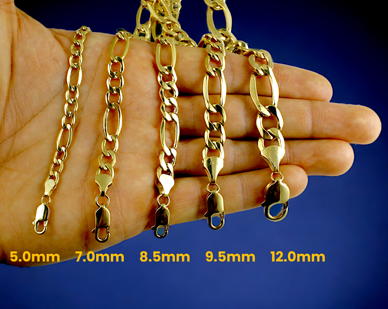 14K Yellow Gold 1.5mm-12mm Figaro Chain Necklace Link All Sizes Real Men Women