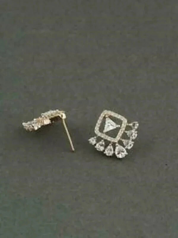1.50Ct Trillion Lab-Created Push Back Women’s Stud Earrings 14K Rose Gold Finish