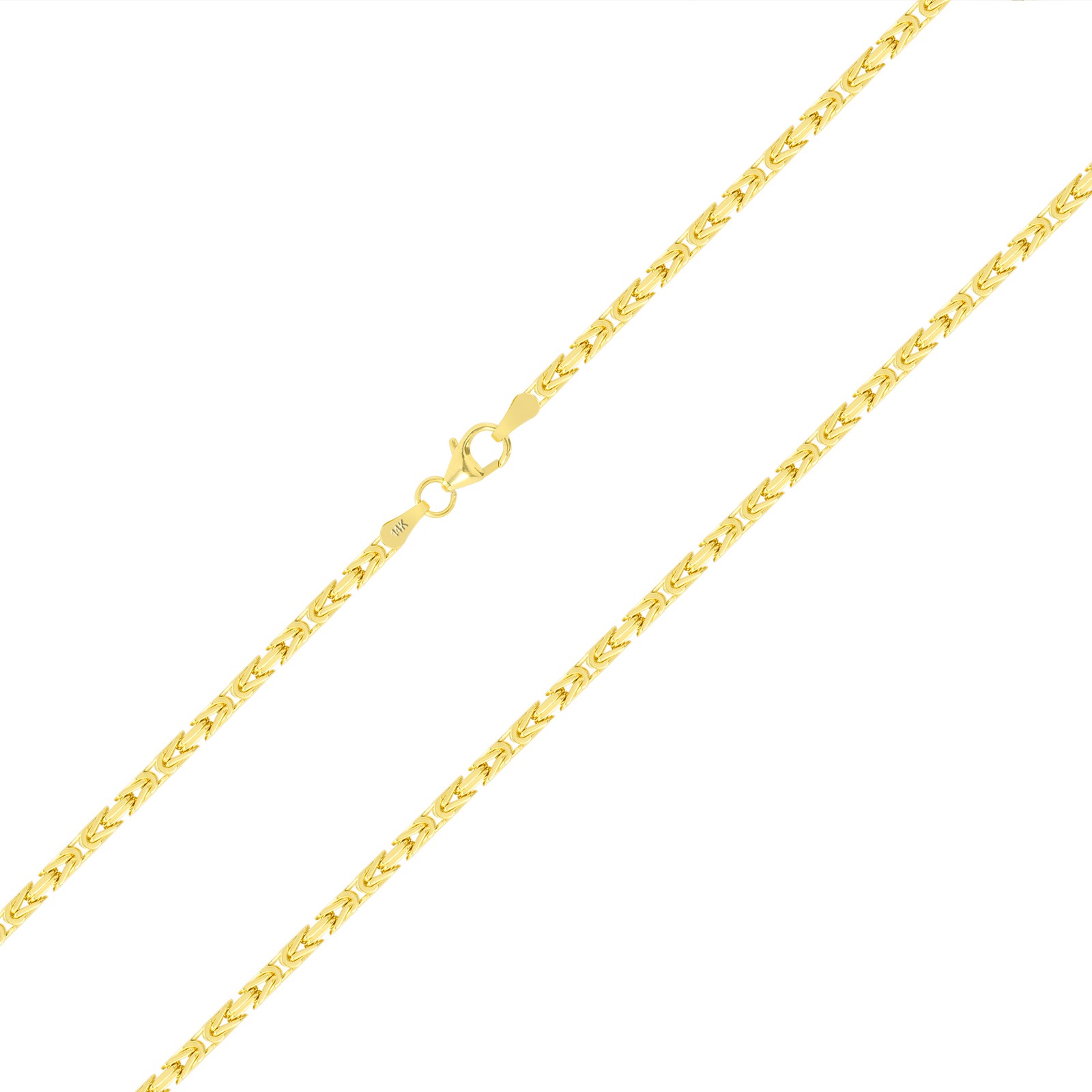 Womens 14K Yellow Gold Solid 2.5mm Byzantine Box Link Chain Pendant Necklace 16″