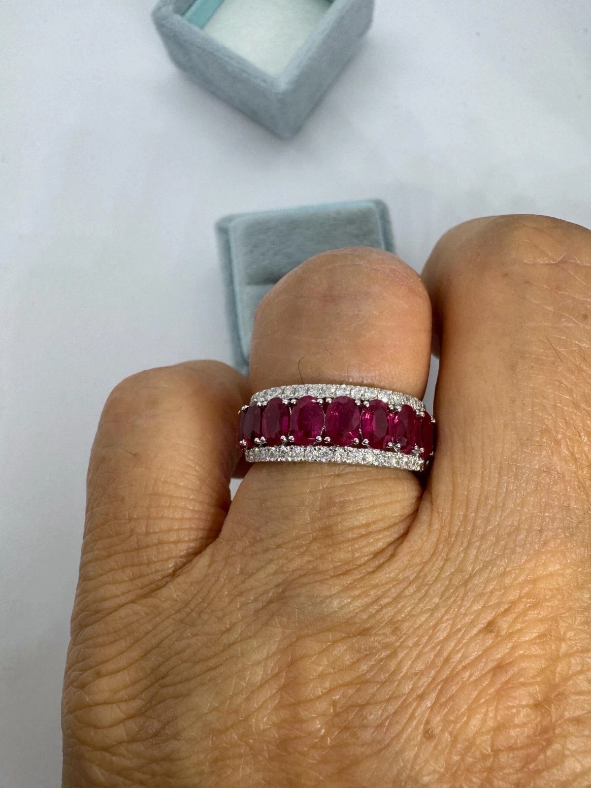 4.00 Ct Oval Cut Natural Ruby Diamond Engagement Ring 14K Solid White Gold 6