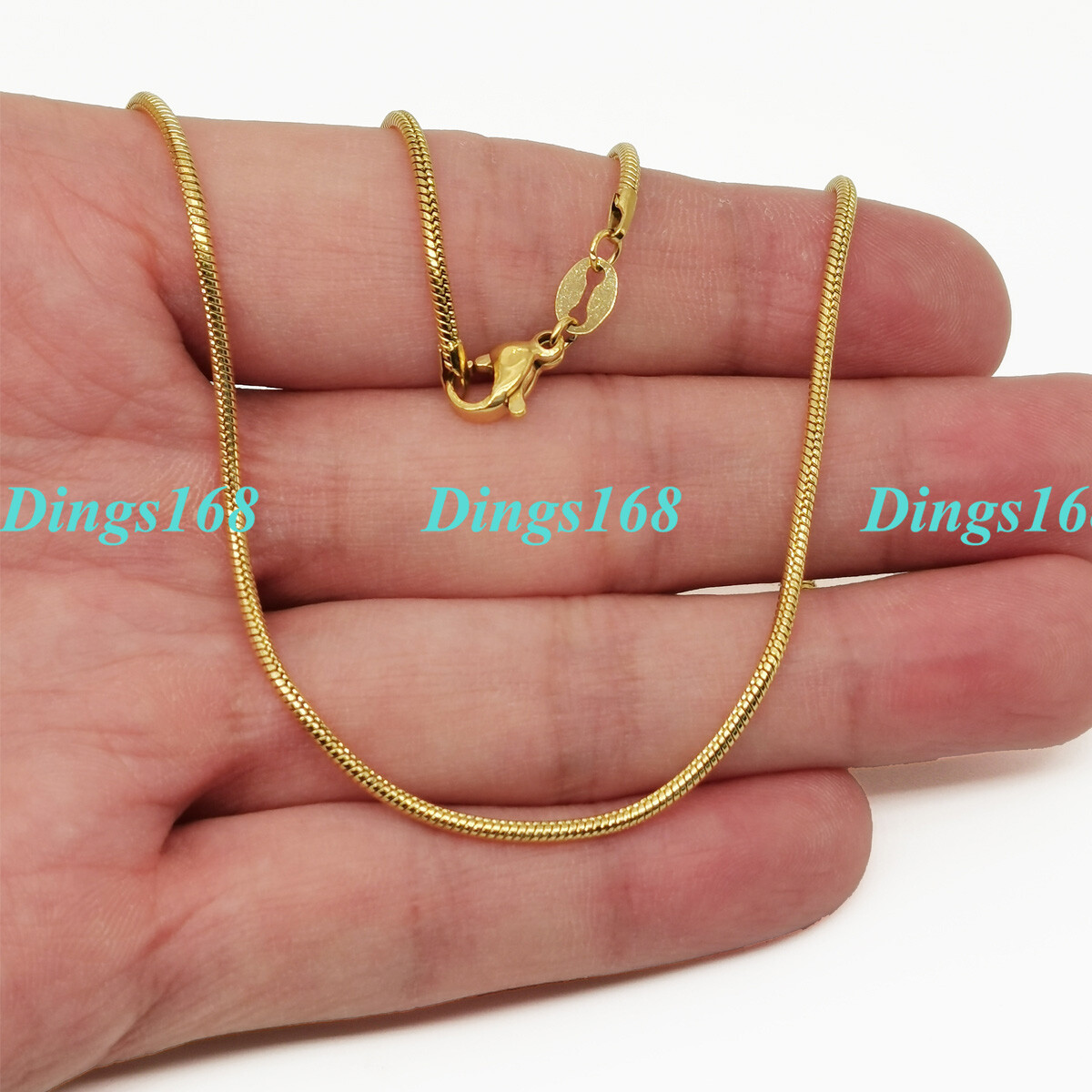 Real 18K Gold Filled HypoAllergenic Italian 2mm Snake Chain Necklace 16″-38 inch