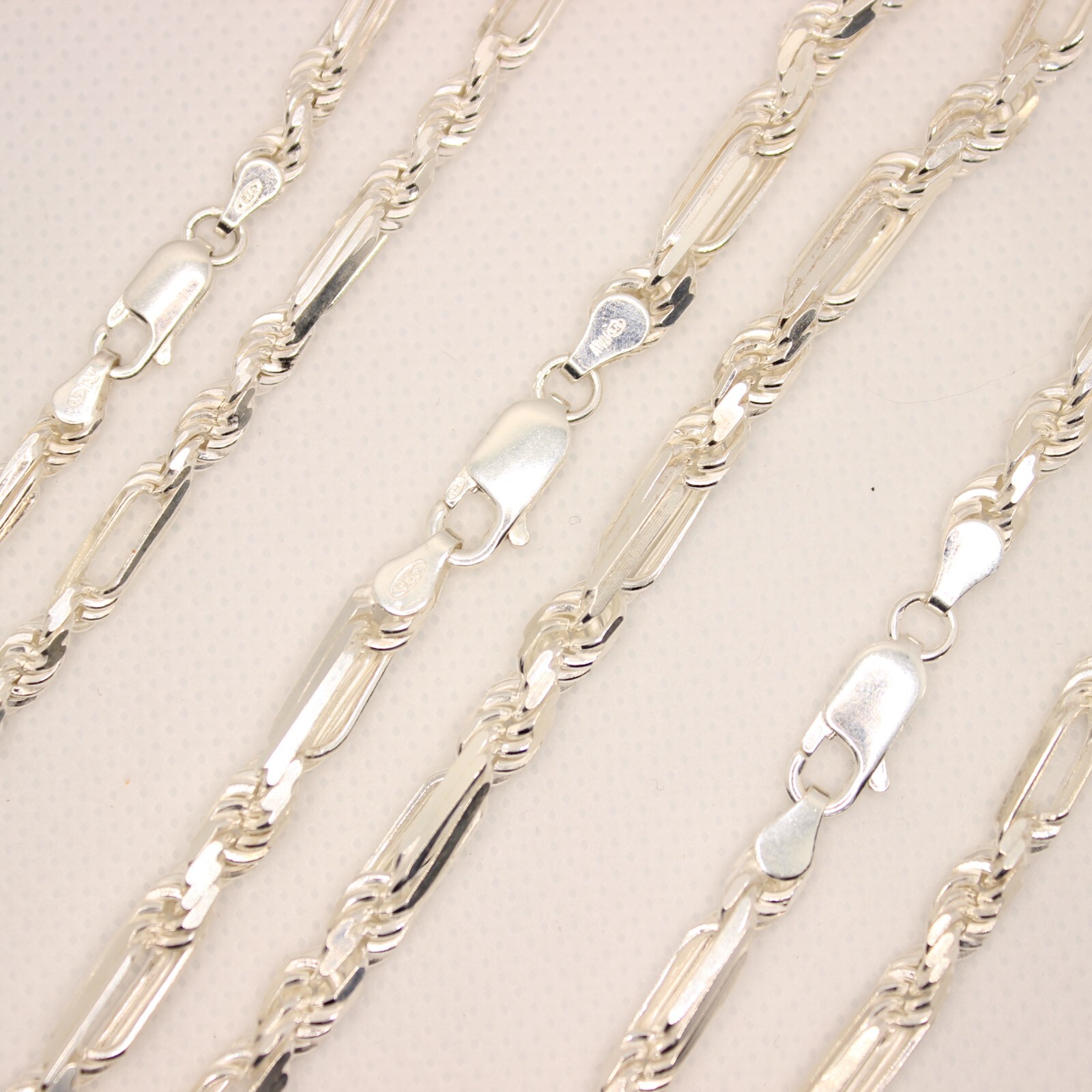 925 Sterling Silver Twisted Milano Figarope Chain Necklace (4mm~4.5mm / 18″~28″)
