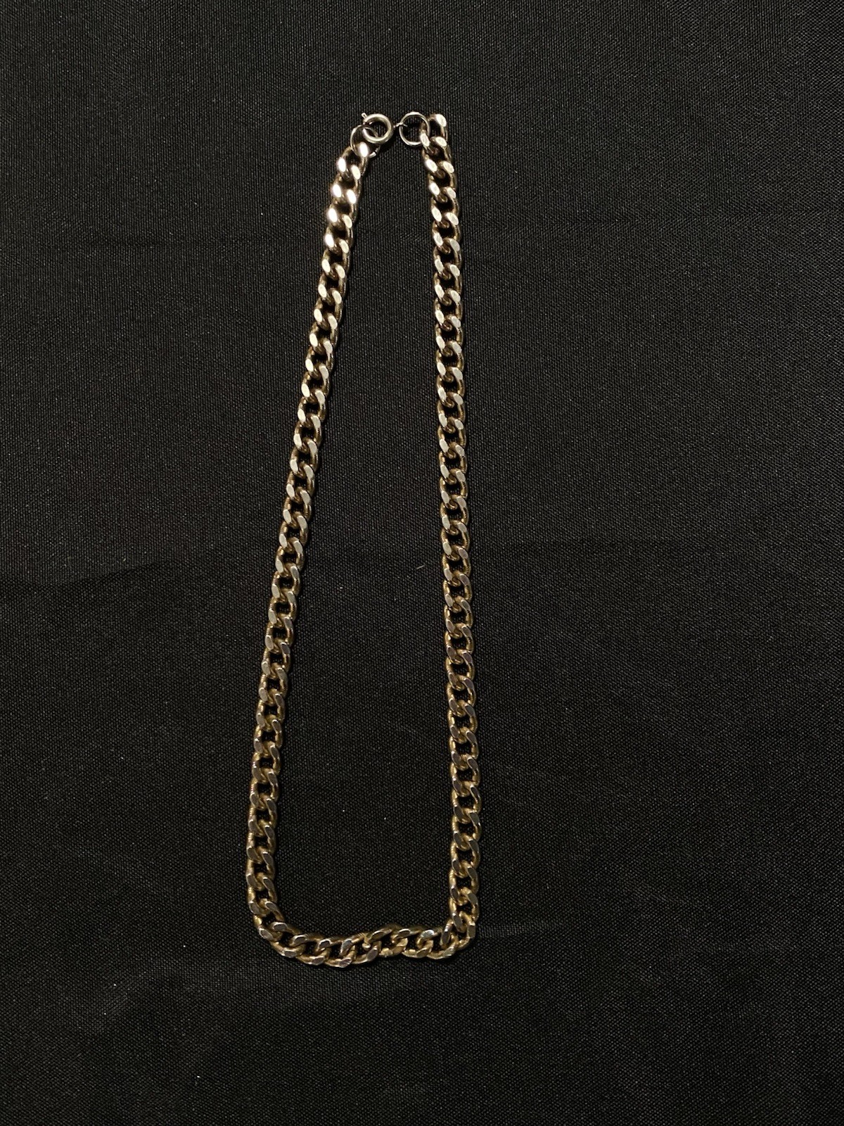 Gold Tone Curb Link Chain Necklace with Lobster Clasp, No Stone
