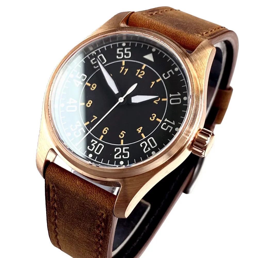 Tandorio 39mm Cusn8 Bronze Mechanical Automatic Vintage Men Watch For Japan NH35