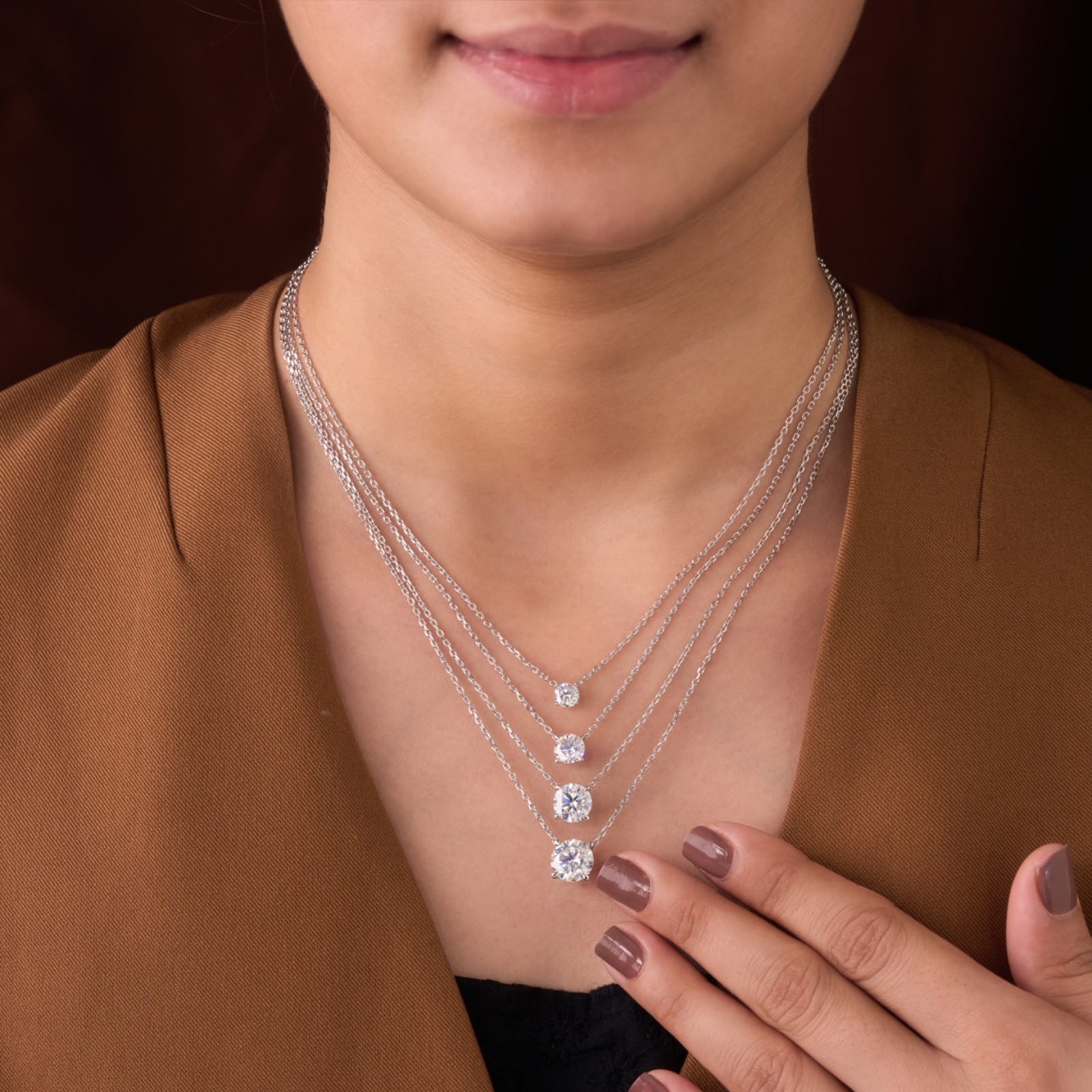 Round brilliant cut Lab grown diamond pendant necklace | 925 sterling silver