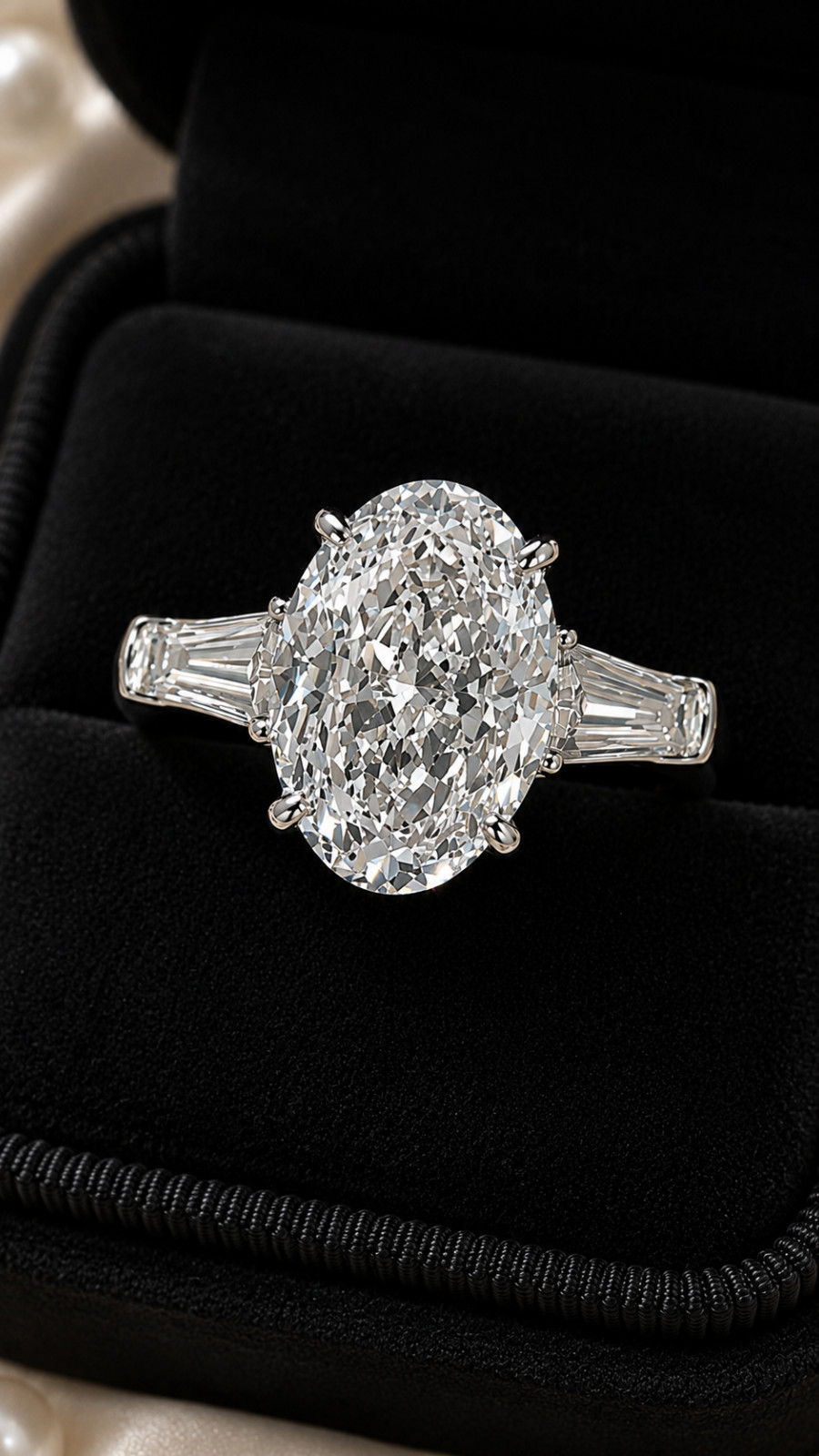14K White Gold IGI Certified Lab Grown Diamond Engagement Ring 6.80 Ct Oval