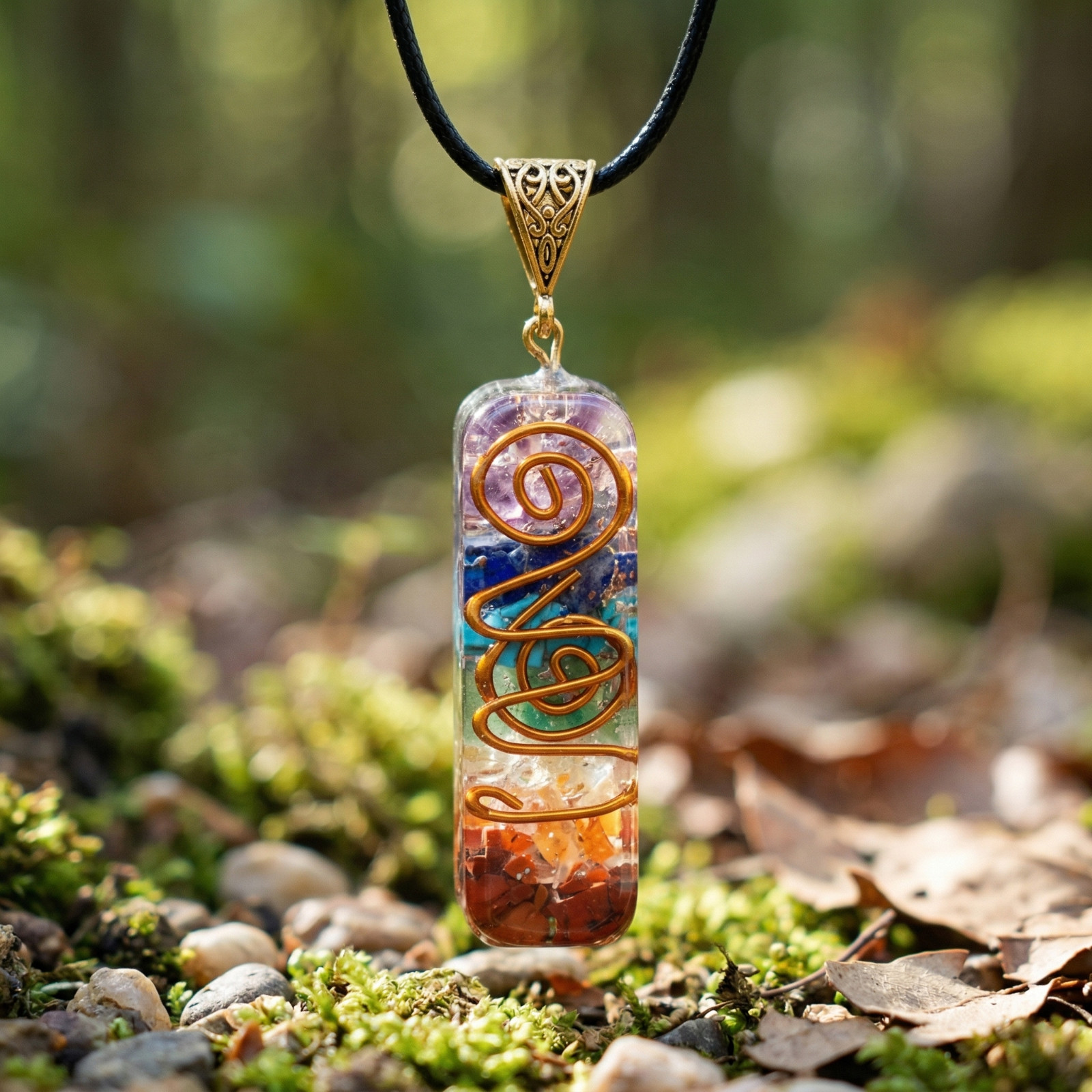 7 Chakra Orgone Pendant Energy Healing EMF Protection Pendant Unisex Necklace
