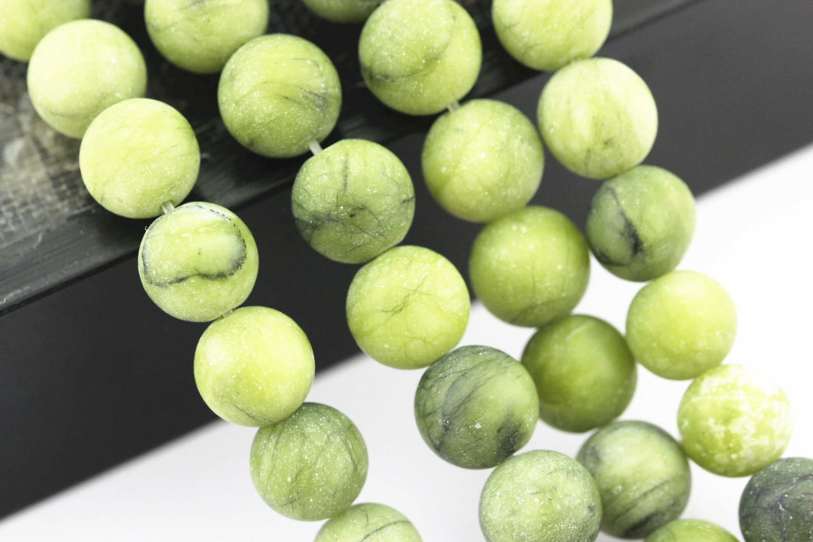 Natural Green Jade Matte Round Beads 4mm 6mm 8mm 10mm 12mm 15.5″ Strand