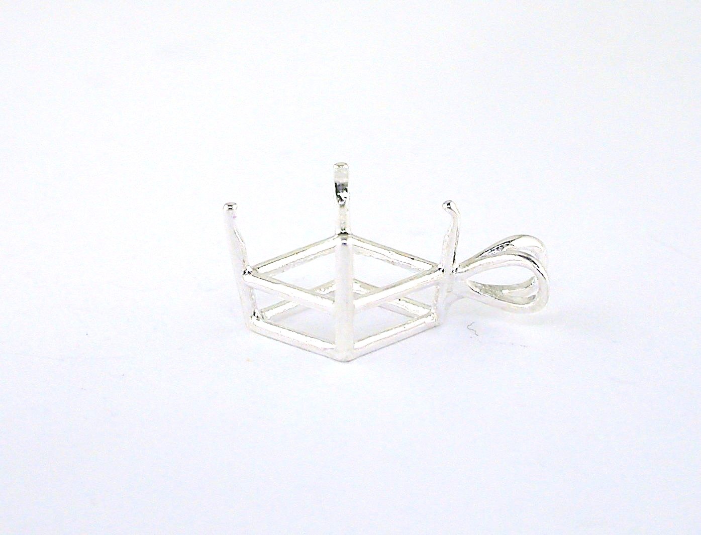 4 Prong Princess Wire Mount Pendant Setting Sterling Silver