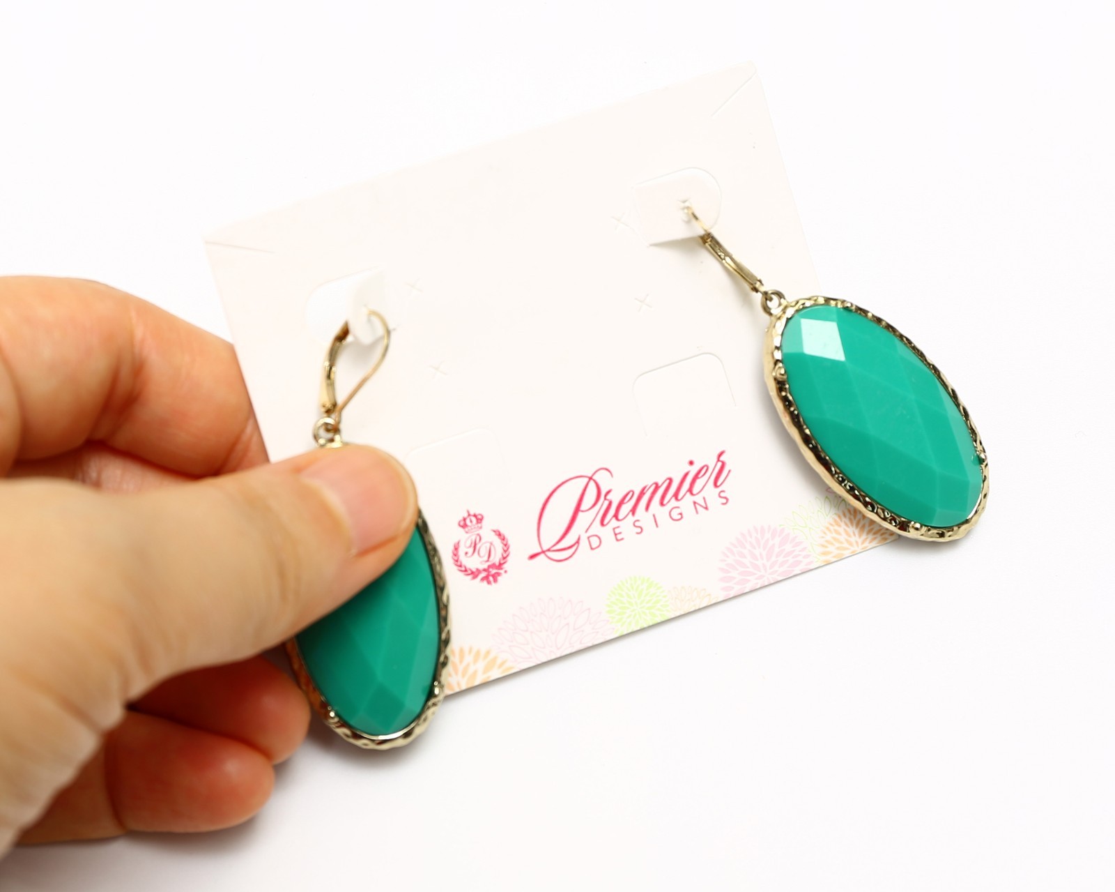 Premier Designs CeCe Reversible Blue Green Gold Tone Leverback Drop Earrings